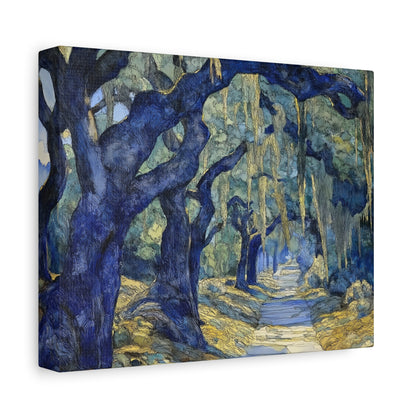 Savannah Georgia Live Oaks and Spanish Moss Landscape - Matte Canvas Wall Art