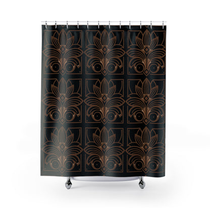 Black and Gold Art Nouveau Shower Curtain