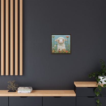 Framed Canvas Print — Whimsical Lamb -  Nursery Wall Art