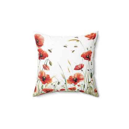 Poppies - Faux Suede Square Pillow