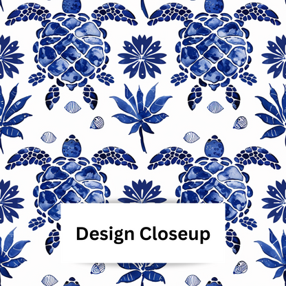 Folk Art Blue Ocean Turtles Shower Curtain